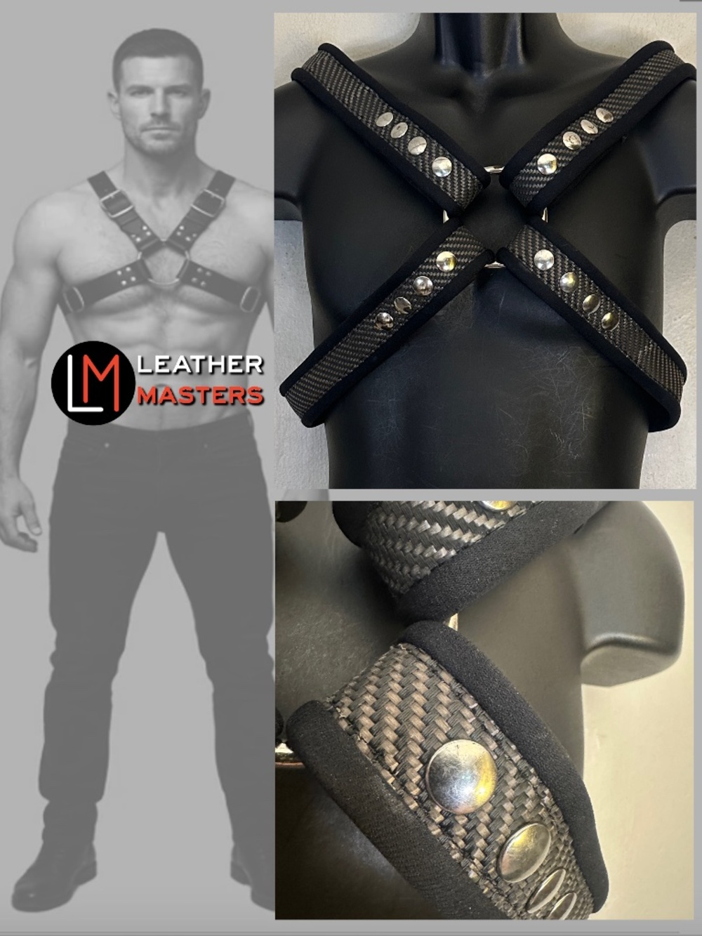 Leather Masters Canvas Neoprene Chest Harness 36-42" chest adjustable